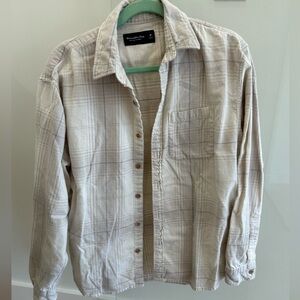 Abercrombie & Fitch Cream Plaid Button-Down Shirt